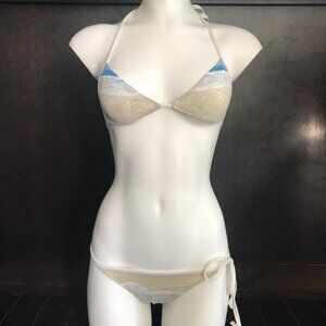 Aaron Chang Sand beach print reversible bikini